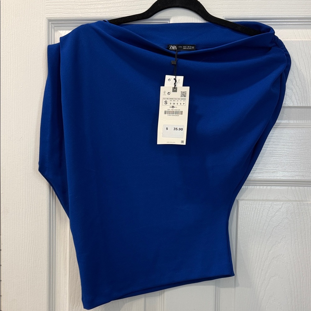 NWT Zara Royal Blue ASYMMETRICAL TOP
